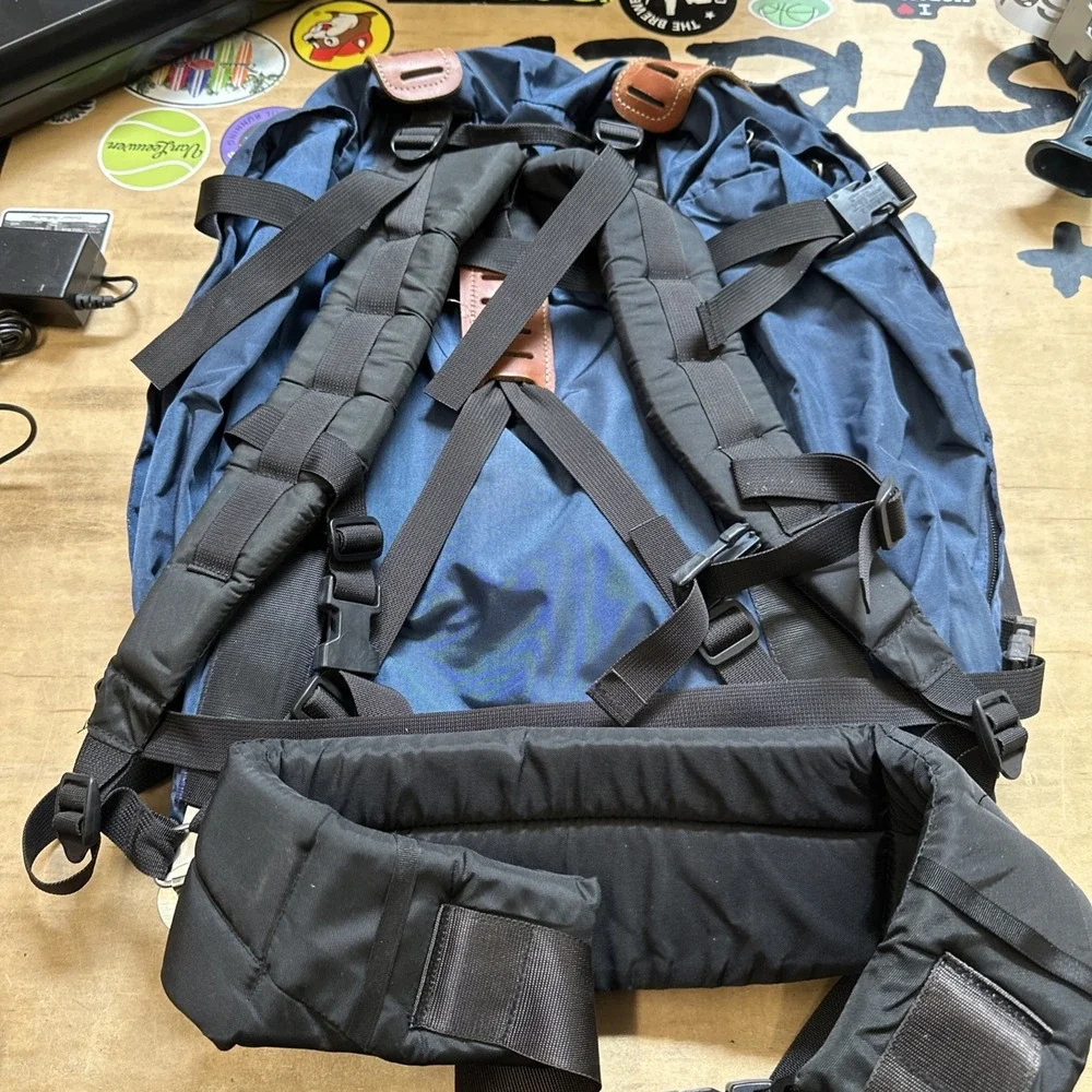 THE NORTH FACE frame back pack BLUE Brown tag USA Vintage 25X22